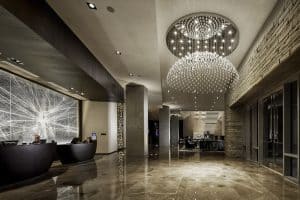 Light Fixture Chandelier In Hotel Lobby
